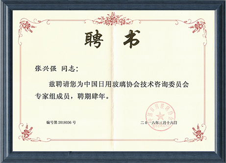 中国日用玻璃协会聘书